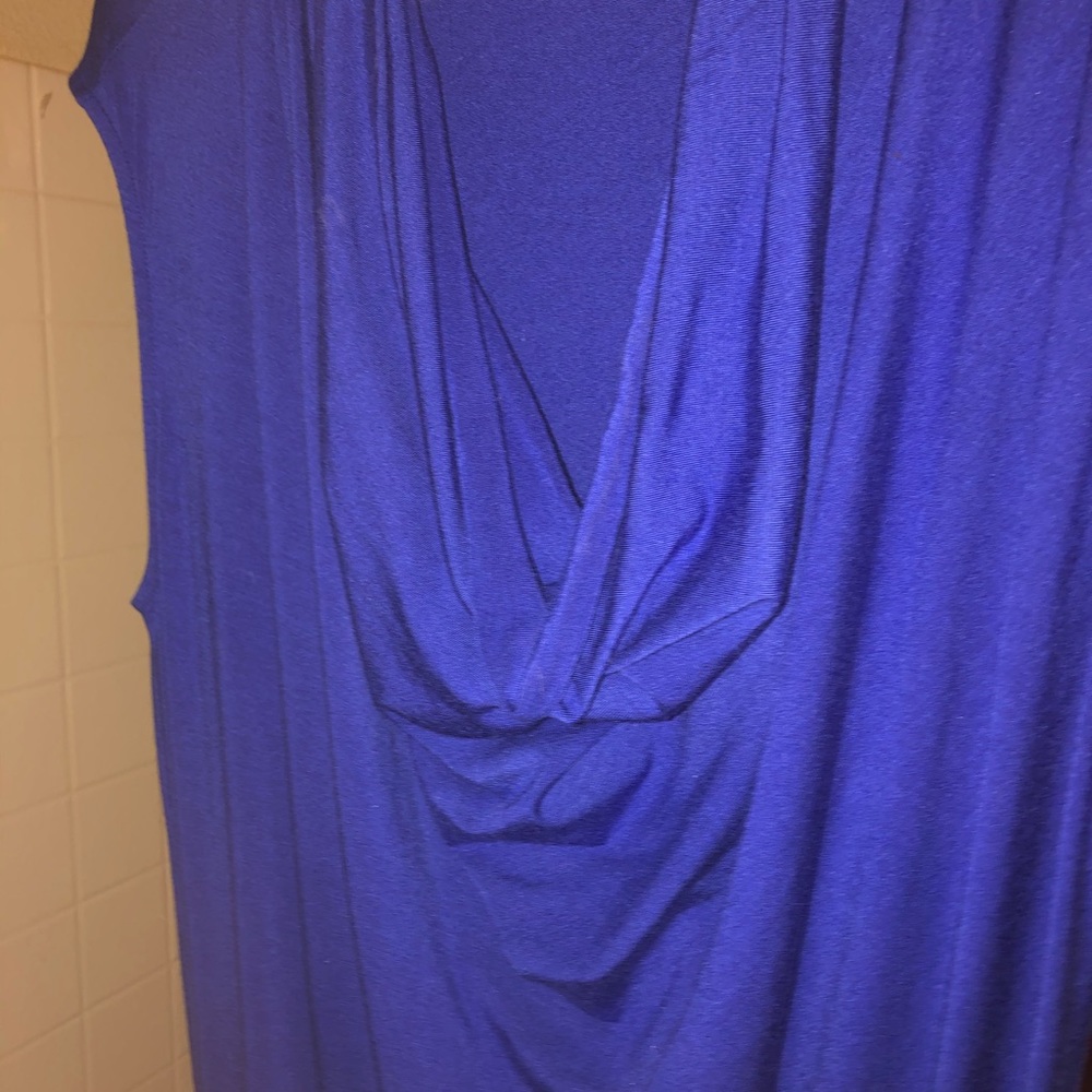 “MICHAEL” Blue slouchy, draped neckline dress